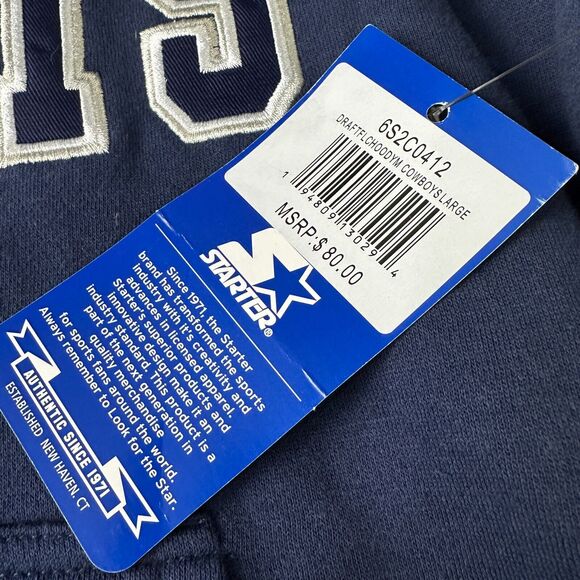 Starter Dallas Cowboys Hoodie Men’s Large Blue Gray Retro Football Pullover New - Picture 6 of 11